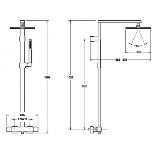 Srtayt - Термостатическая душевая колонна (Квадратный душ)