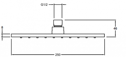 Strayt - Металлический квадратный верхний душ (250*250 мм)